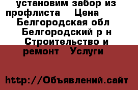 установим забор из профлиста  › Цена ­ 300 - Белгородская обл., Белгородский р-н Строительство и ремонт » Услуги   